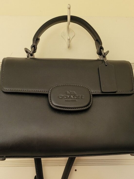 Coach Handbags - COACH ELIZA TOP HANDLE CROSSBODY BAG BLACK LEATHER EUC NEVER USED